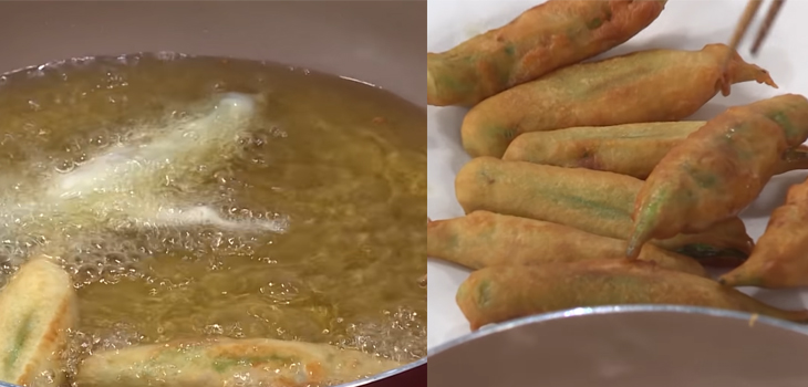 Chiên đậu bắp đến khi chín vàng